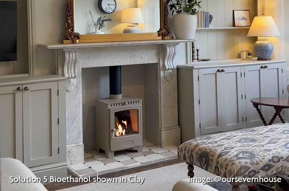 Solution 5 Bioethanol Stove in Straw colour, image: @oursevernhouse