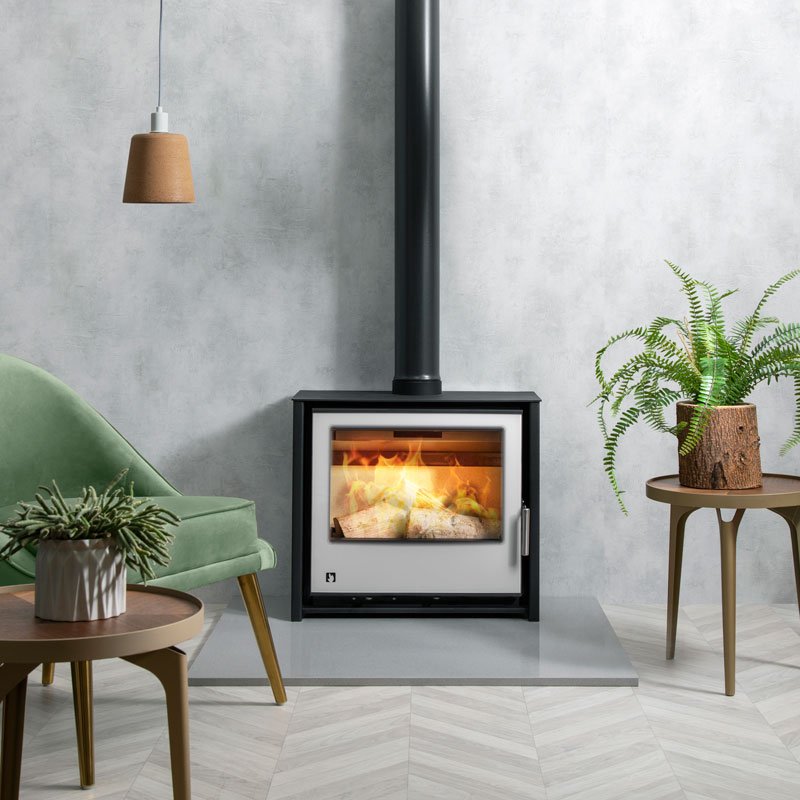 Arada i600 Slimline Freestanding stove in Mist blue