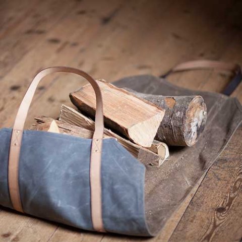 Arada Wood log bag accessory laid out on floor