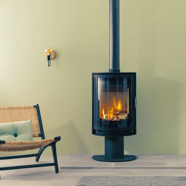 Stove shown: New Hoxton wood burning stove on optional tall pedestal