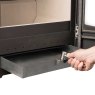 Stainless Steel ash pan. Opened with Dual purpose door handle