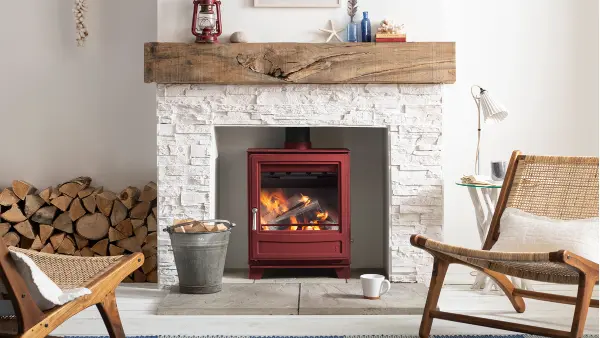 Arada Ecoburn 5 stove in optional Spice Red colourway