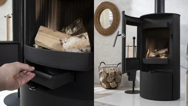 Arada Lagom stove with door open