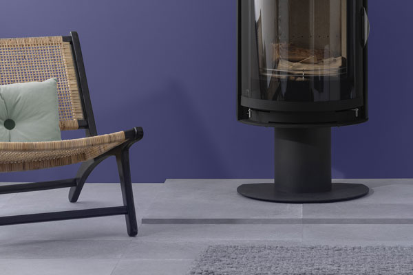 Hoxton stove in violet room